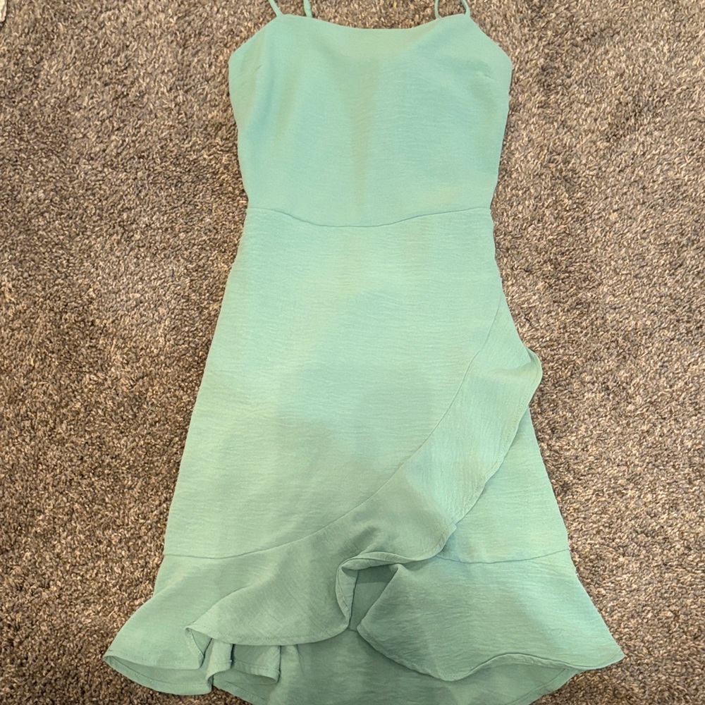 Elegant Asymmetrical Green Dress